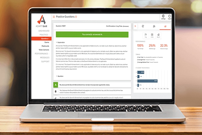 Barbri AdaptiBar simulator on laptop